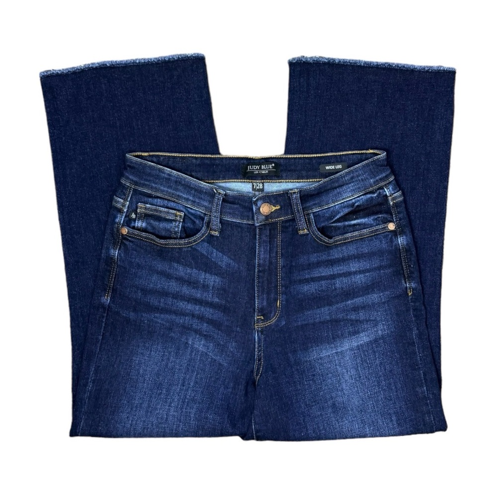 Judy Blue Dark Blue Flare Wide Leg Jeans